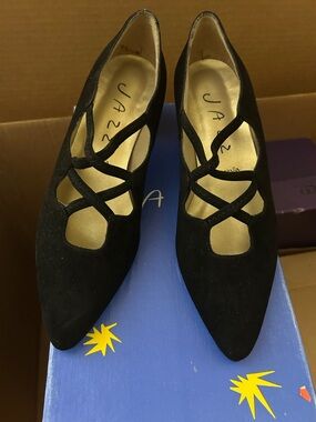 Rare Jazz made in Spain vintage Black Suede Pointed Toe